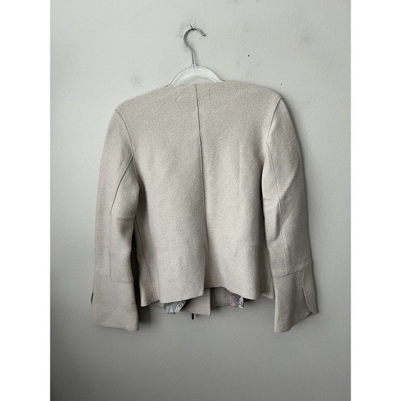 Beyond Threads Womens Alpaca Wool Blend Tan Jacket Ruffle Zip Size Small - Picture 5 of 12